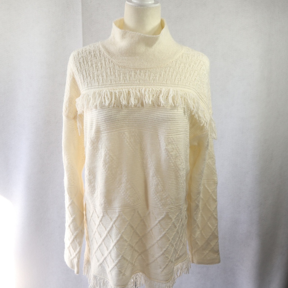 New Sonoma Tassels Beige Sweater Size Large